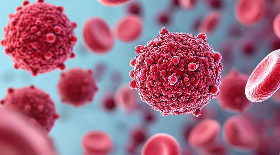 Illustration showing supportive oligonucleotide therapy targeting messenger RNA inside a cancer cell or pathogen.
