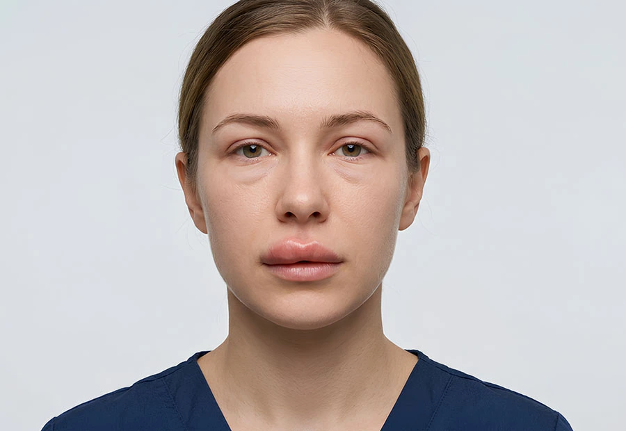 Woman experiencing allergy-related symptoms