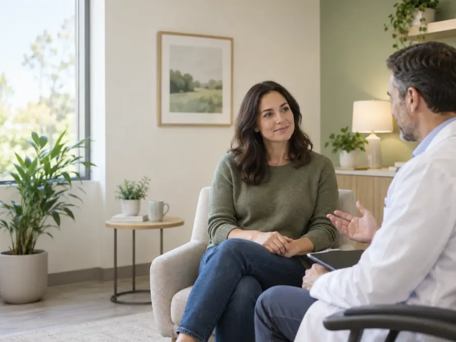Patient discussing low libido treatment and hormone testing with a functional medicine doctor.