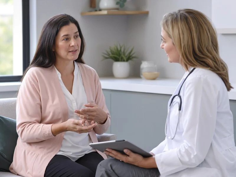  Physician discussing personalized weight loss treatment for women.