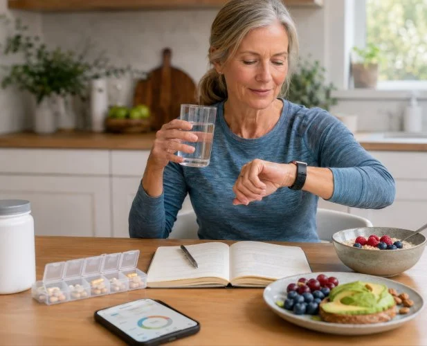 Physician discussing perimenopause and menopause care with a patient.