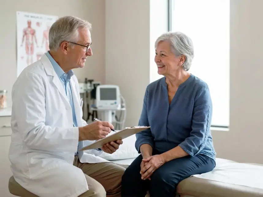 Woman discussing low libido concerns during a medical consultation.
